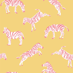 Pink Zebras - Yellow BG