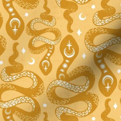 Saffron Gold Mustard Moon Snakes by Angel Gerardo