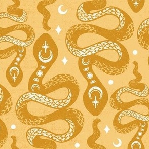 Saffron Gold Mustard Moon Snakes by Angel Gerardo