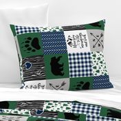 I love you to the mountains & back//Dk Green&Navy - Wholecloth Cheater Quilt - Rotated