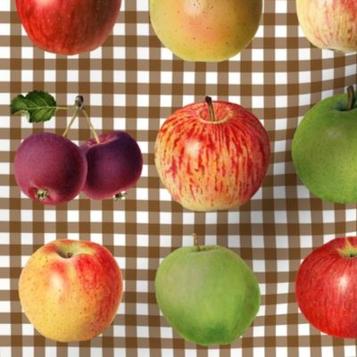 Apples on brown gingham