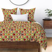 Apples on brown gingham