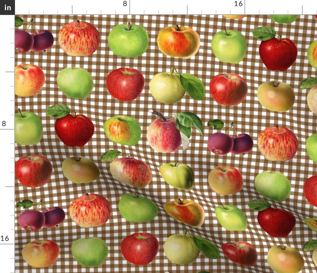 Apples on brown gingham