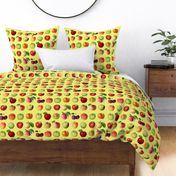 Apples on sun yellow gingham