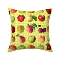 Apples on sun yellow gingham