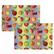 Apples on rainbow gingham