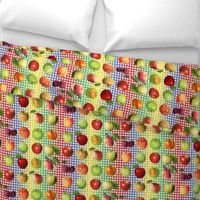 Apples on rainbow gingham