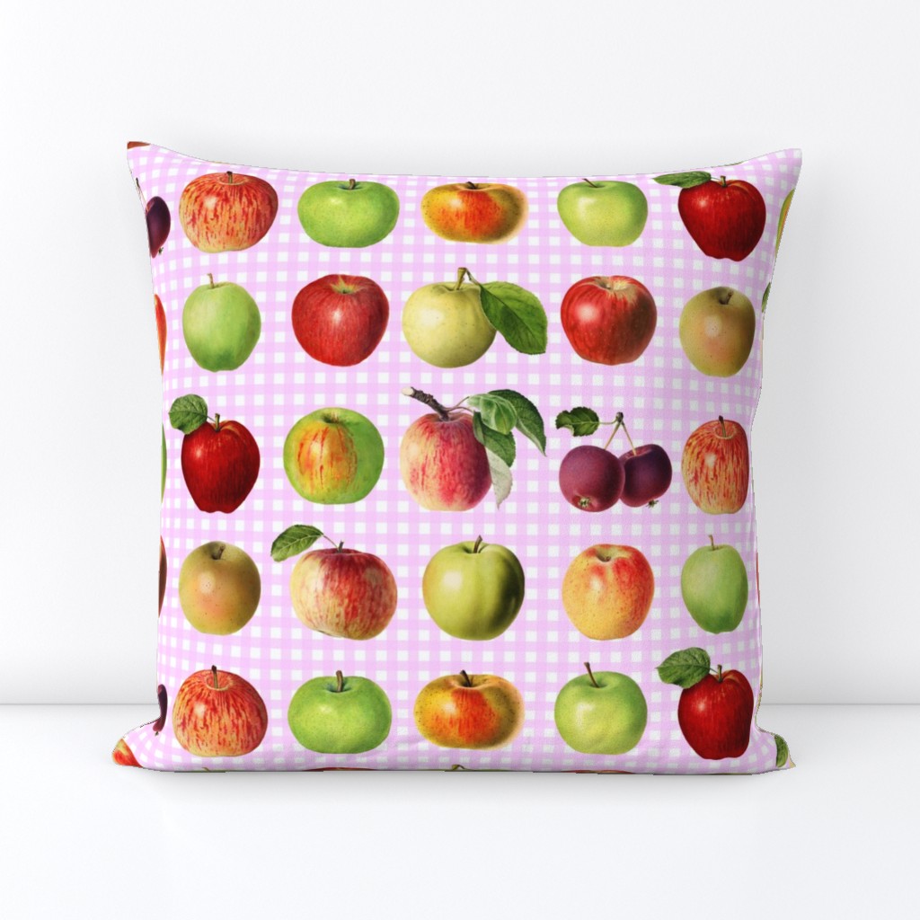 Apples on rose gingham