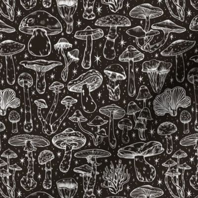  Deadly Mushrooms in Black 1/2 Size