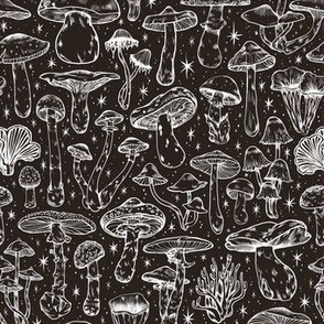  Deadly Mushrooms in Black 1/2 Size