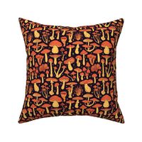 Deadly Mushrooms Orange on Black 1/2 Size