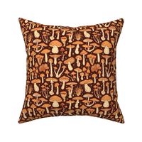 Deadly Mushrooms Orange on Brown 1/2 Size