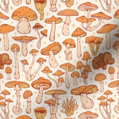 Deadly Mushrooms Orange on White 1/2 Size