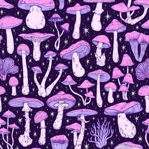 Deadly Mushrooms Dark Purple 1/2 Size