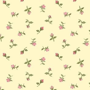 Floating Vintage Rosebuds  - custard cream, medium