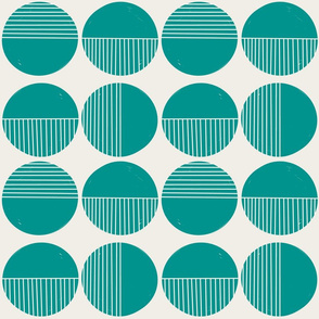 In the Mid Century Mood - Teal on Linen