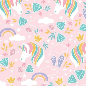 Whimsical Rainbow Unicorn Light Pink