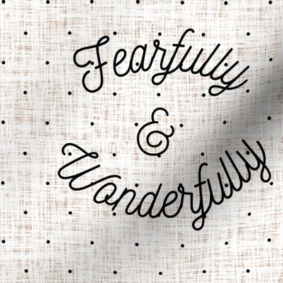 9" square: fearfully and wonderfully // sugar sand linen