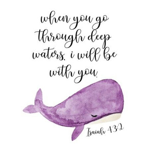 9" square: when you go through deep waters i will be with you // purple
