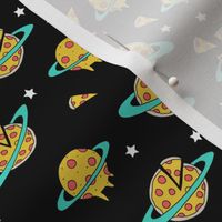 SMALL pizza planet fabric - pizza planet, pizza fabric, planet fabric, space fabric, cute kids fabric, novelty fabric - andrea lauren - black