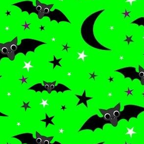 Halloween Night Bats in green