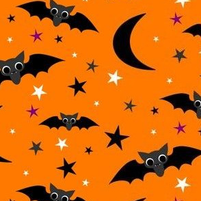 Halloween Night Bats in orange