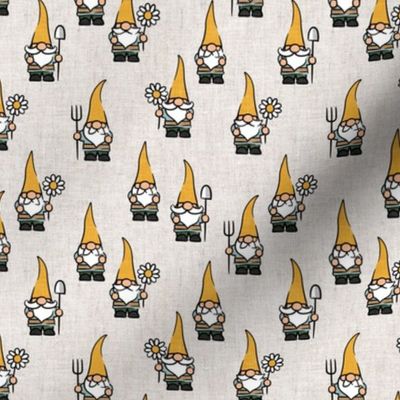 garden gnomes - yellow on natural - LAD20