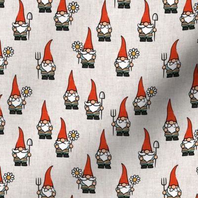 garden gnomes - red on natural - LAD20