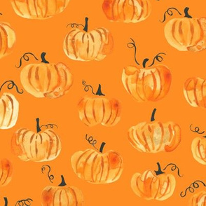 Watercolor pumpkins - orange 