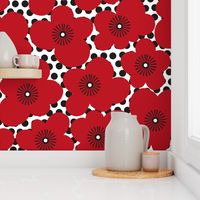 retro poppies and polka dots  - large scale