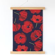 poppies tossed dark - extra large scale