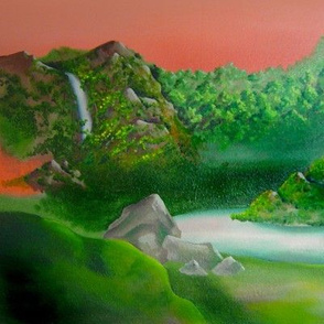 Tropical Landscape Mural Oil Painting