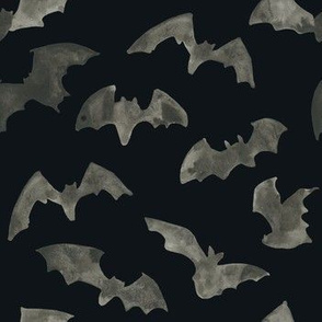 Watercolor bats - black