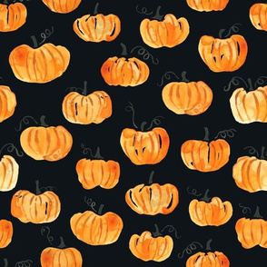 Watercolor pumpkins - black 