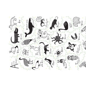 aussie animal alphabet 21 x 18 panel_black and white