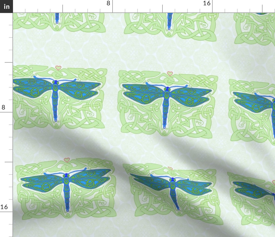 Dragonfly 4 on celt rococo blue & green