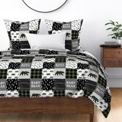 baby bear patchwork quilt top - hunter green || buffalo plaid C20BS