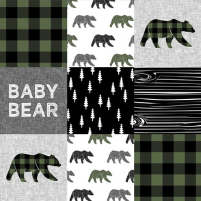 baby bear patchwork quilt top - hunter green || buffalo plaid C20BS