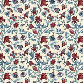  Journey.Indian Floral.Red & Blue.Sml