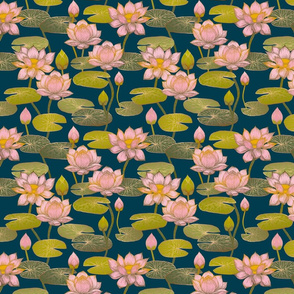Lotus Blossoms {Prussian} medium