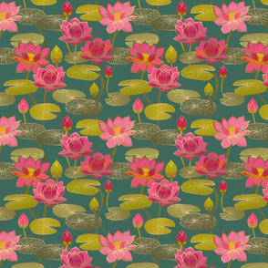 Lotus Blossoms {Magenta/Jade} medium
