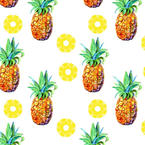 Pineapple slice repeat-white