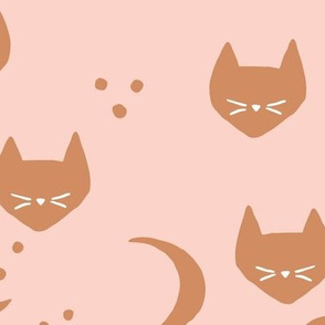 Cats and Moons (tan) - L