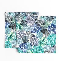 Tropical monsteran leaves safari jungle botanical Blue