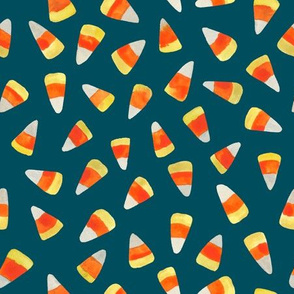 Watercolor Candy Corn - teal