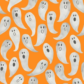 Watercolor Ghoulish Ghosts - orange