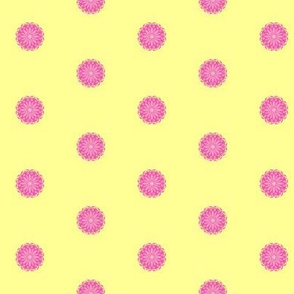 Fancy Flower Lolly Dots on Sunbeam Yellow