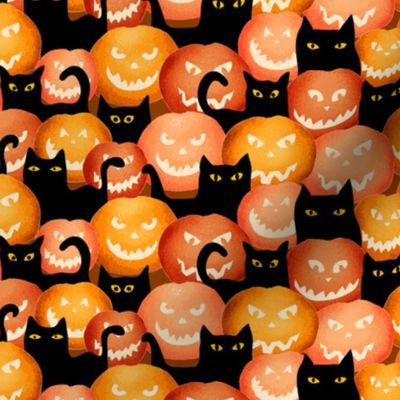 125 Halloween Cats and pumpkins