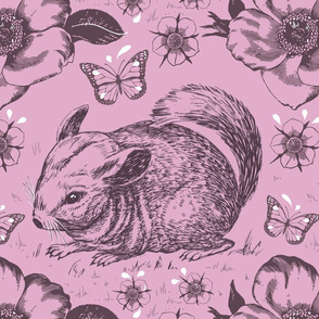 Chinchilla big floral pink