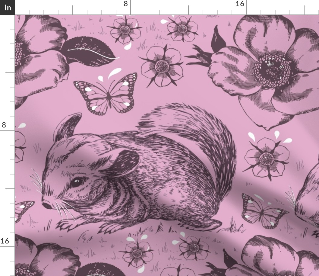 Chinchilla big floral pink